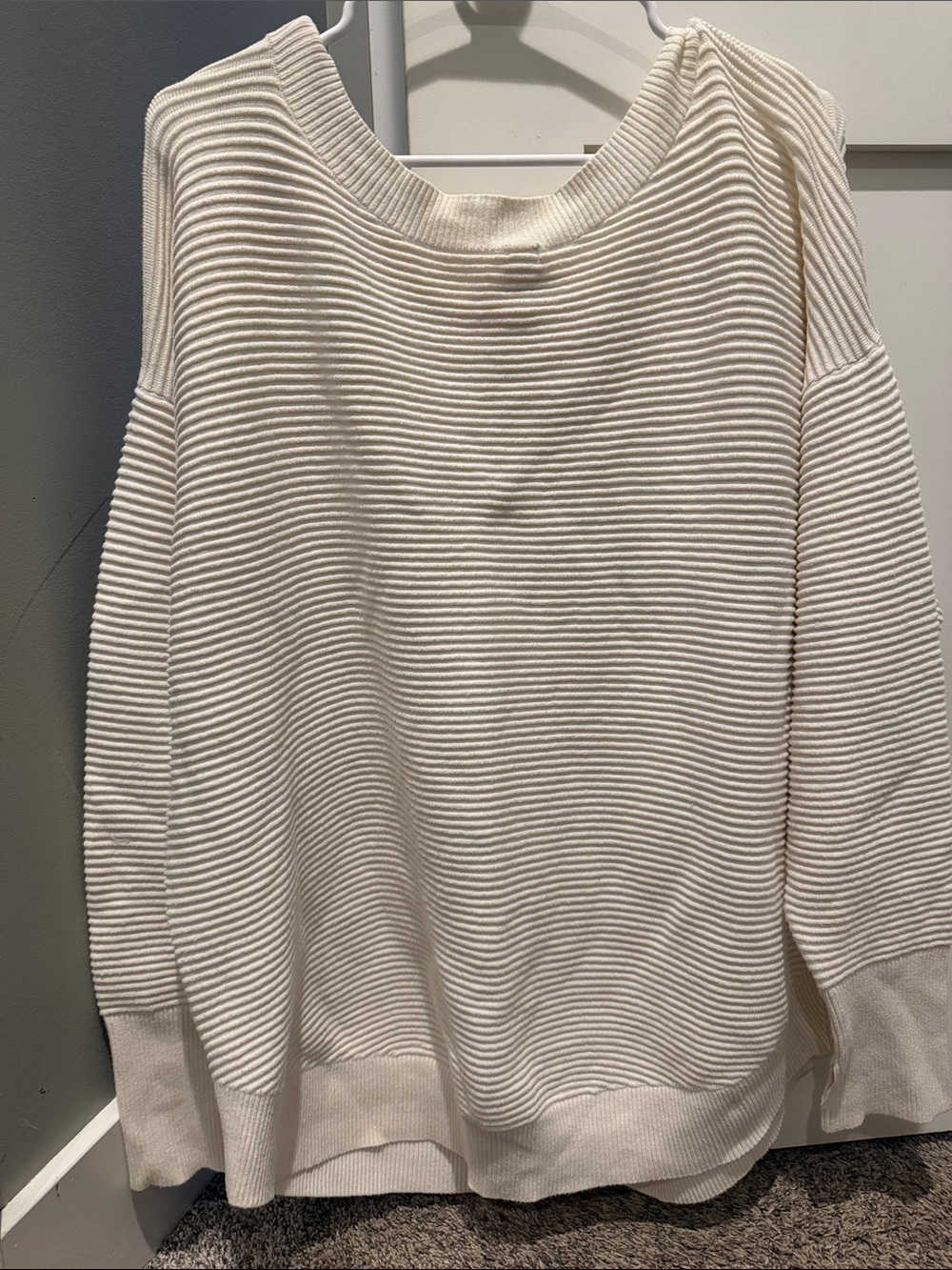 Cream Ribbed Knit Sweater - Picture 5 of 5